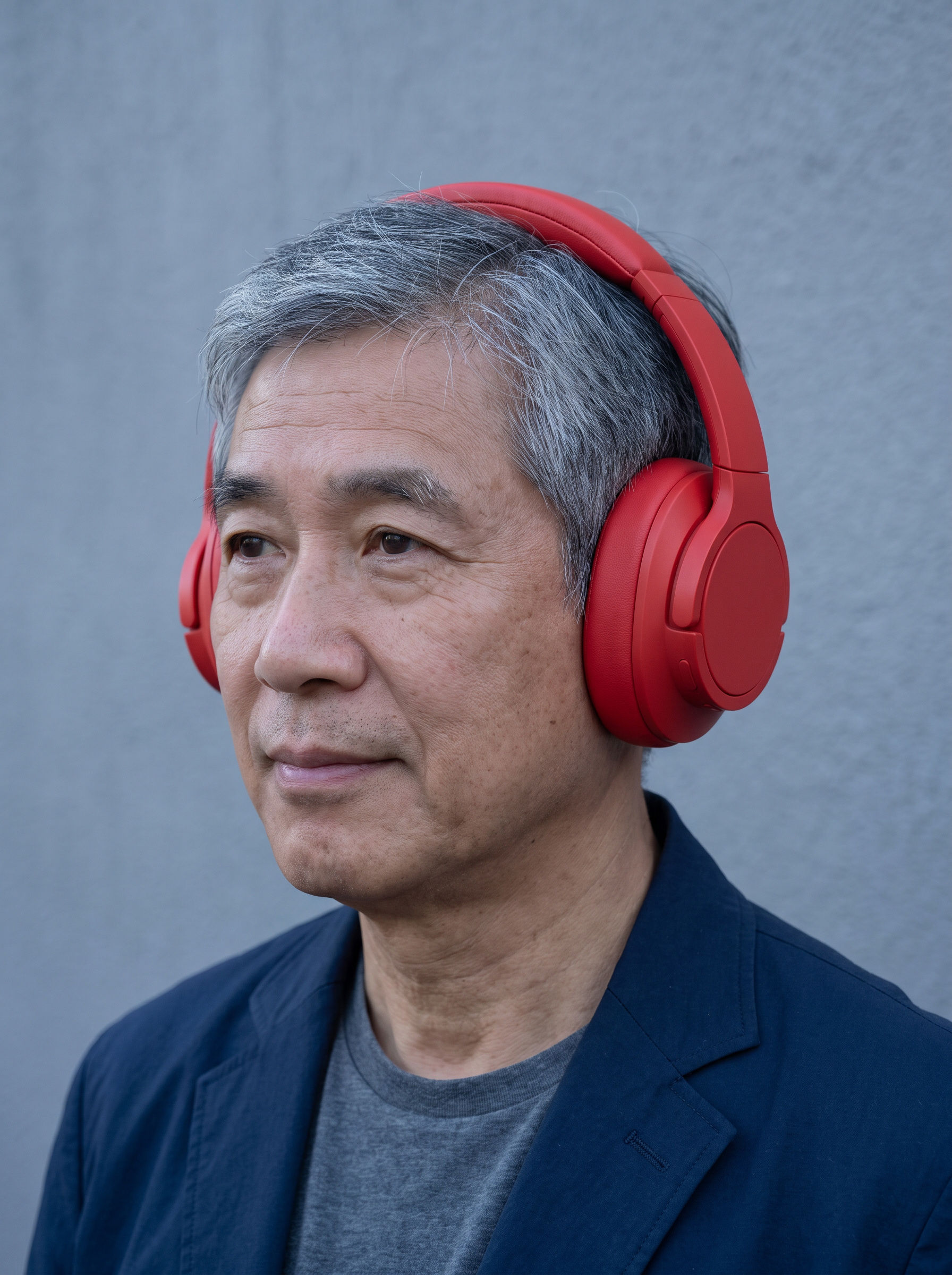 Headphones, photographed worn